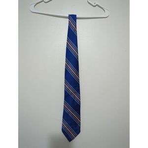 Vintage Prince Consort Golden Clasp Blue Striped‎ Qiana Nylon Tie 1970s Retro